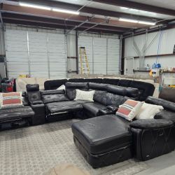 Black Power Reclining Leather Sectional Couch For Sale 🚛 DELIVERY AVAILABLE SAME DAY 🚚