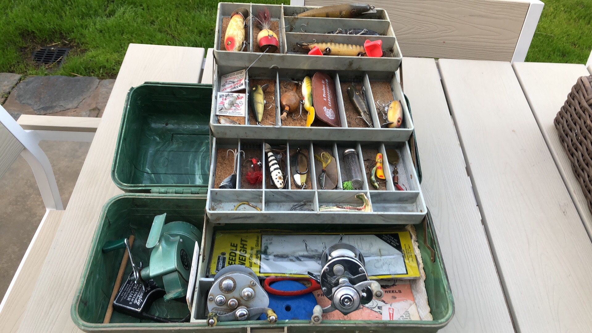 Old Plano Tackle Box with some Old Wood Lure (Heddon,Creek  Chub,Paw-Paw,ect) & Two Old Pflueger Reel. for Sale in Santa Clarita, CA -  OfferUp