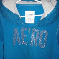 Aeropostale XL Blue Jacket With Blue Fur Hoodie