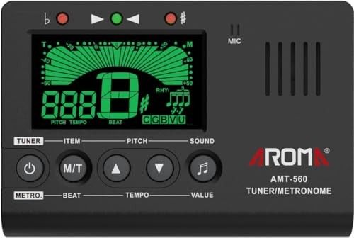 Aroma 3 in 1 Metronome Tuner for All Instruments - Guitar, Bass, Violin, Ukulele, Trumpet, Clarinet, Flute, Chromatic - Accurate Digital Tuner,