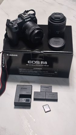 Canon R with lens 24-50mm lens and a fix 35mm lens