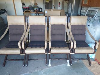 4 Set Of Leather Wood And Cloth Seats