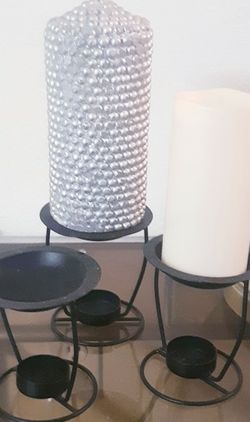 Set Of 5 Candles And Candle Holder