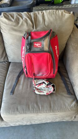 Youth Rawlings Baseball Bag And Glove 