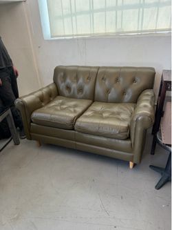 Vintage mid century leather sofa loveseat