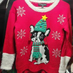 Women's  Frenchie Bulldog Christmas Ugly Sweater Size Xs
