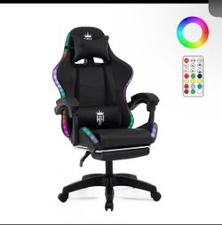 Gaming Chair with RGB LED Lights, High Back Ergonomic Computer Gamer Chair with Headrest And Lumbar