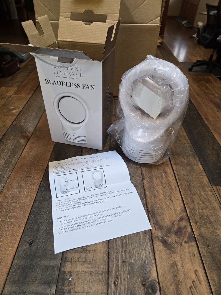 Moderne Elegance Mini Bladeless Fan HF-240, brand new
