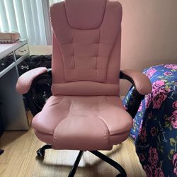 💗 Pink Reclining Office Chair w/ Massage 💗