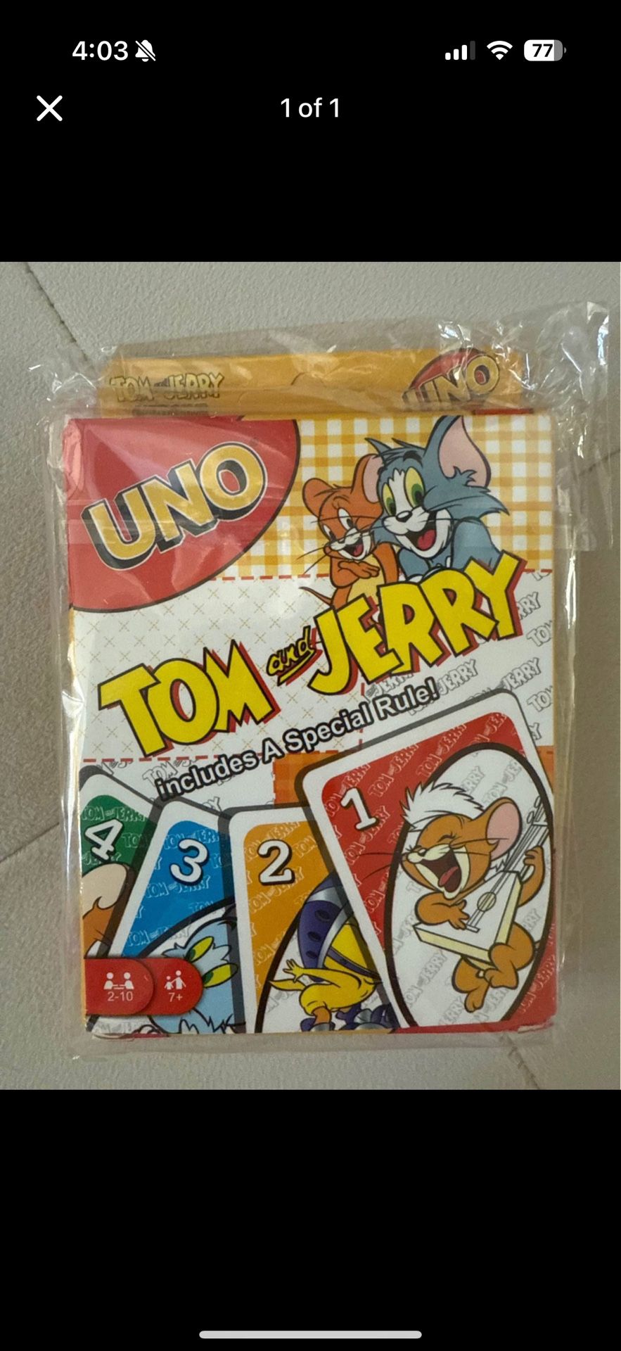 Tom and Jerry UNO card game