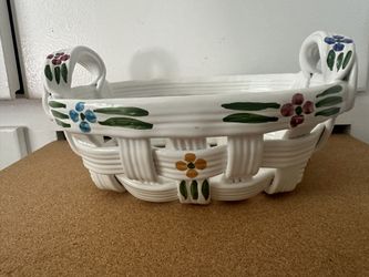 Vintage Ceramic Woven Basket