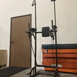 Assemble- Power Tower Workout Dip Station. Heavy duty can hold up to 400 pounds 