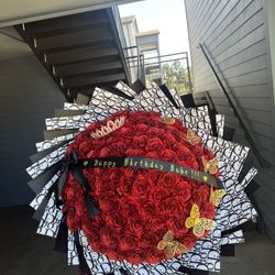 100 Glitter ribbon roses 