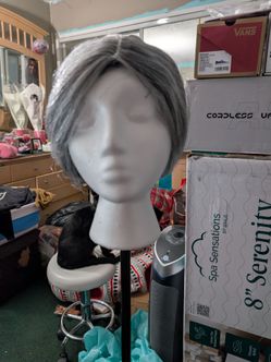 Grey Hair Wig with hair bun
