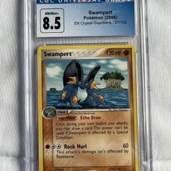 Pokemon Card Swampert 27/100 EX Crystal Guardians Non Holo Rare Graded CGC 8.5