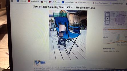 NEW Camping Chair with cooler pouch, backrest, cup-holder pocket