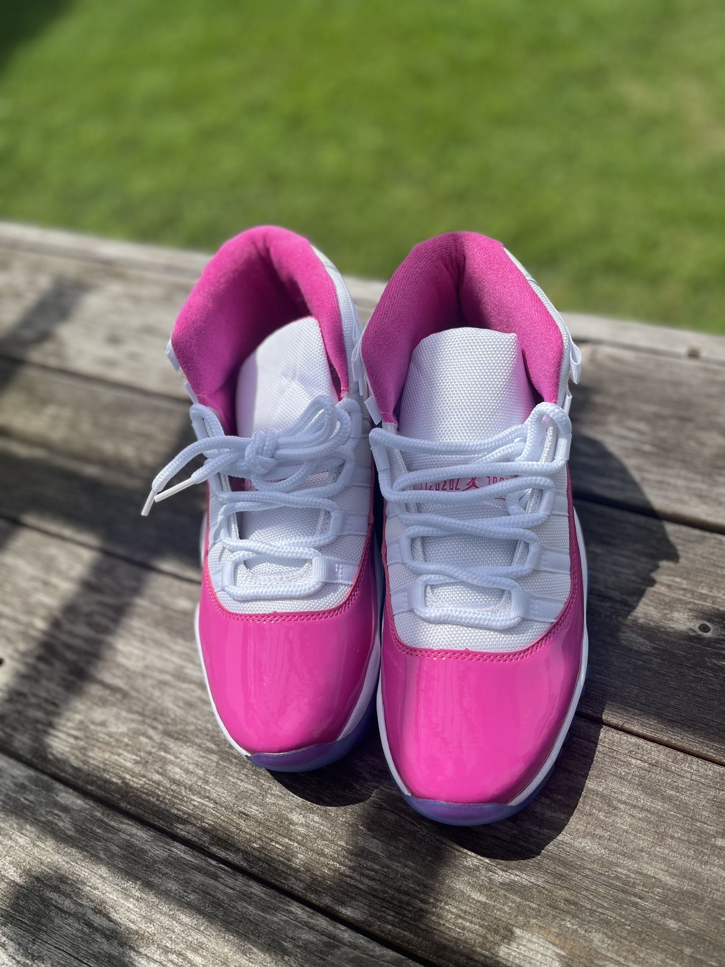 Pink And White Jordan 11s Size 10 In Men
