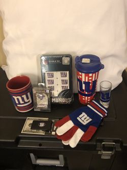 New York Giants coffee mug playing cards shot glass money clip gloves dominoes