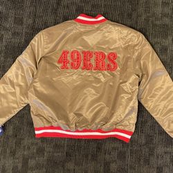 Deadstock XXL San Francisco 49ers STARTER Gold Satin Bomber Niners JACKET Retro