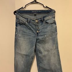 LA Idol Skinny Jeans Women Size 11 Blue Rhinestone Embellished Bling
