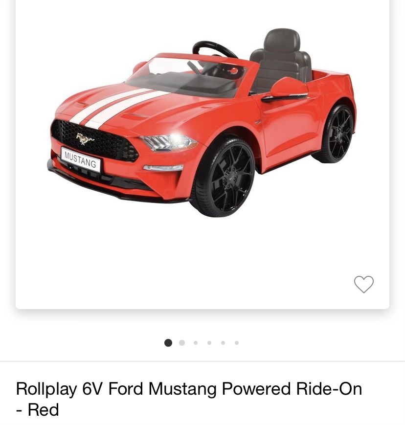 Red Powered Car Rollplay 6V Ford Mustang Powered Ride-on