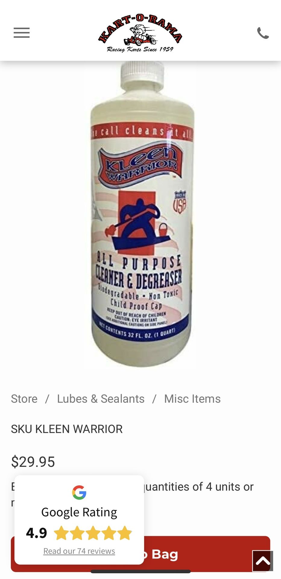 Kleen Warriors All Purpose Cleaner and Degreaser 32 oz- NEW - 25 available