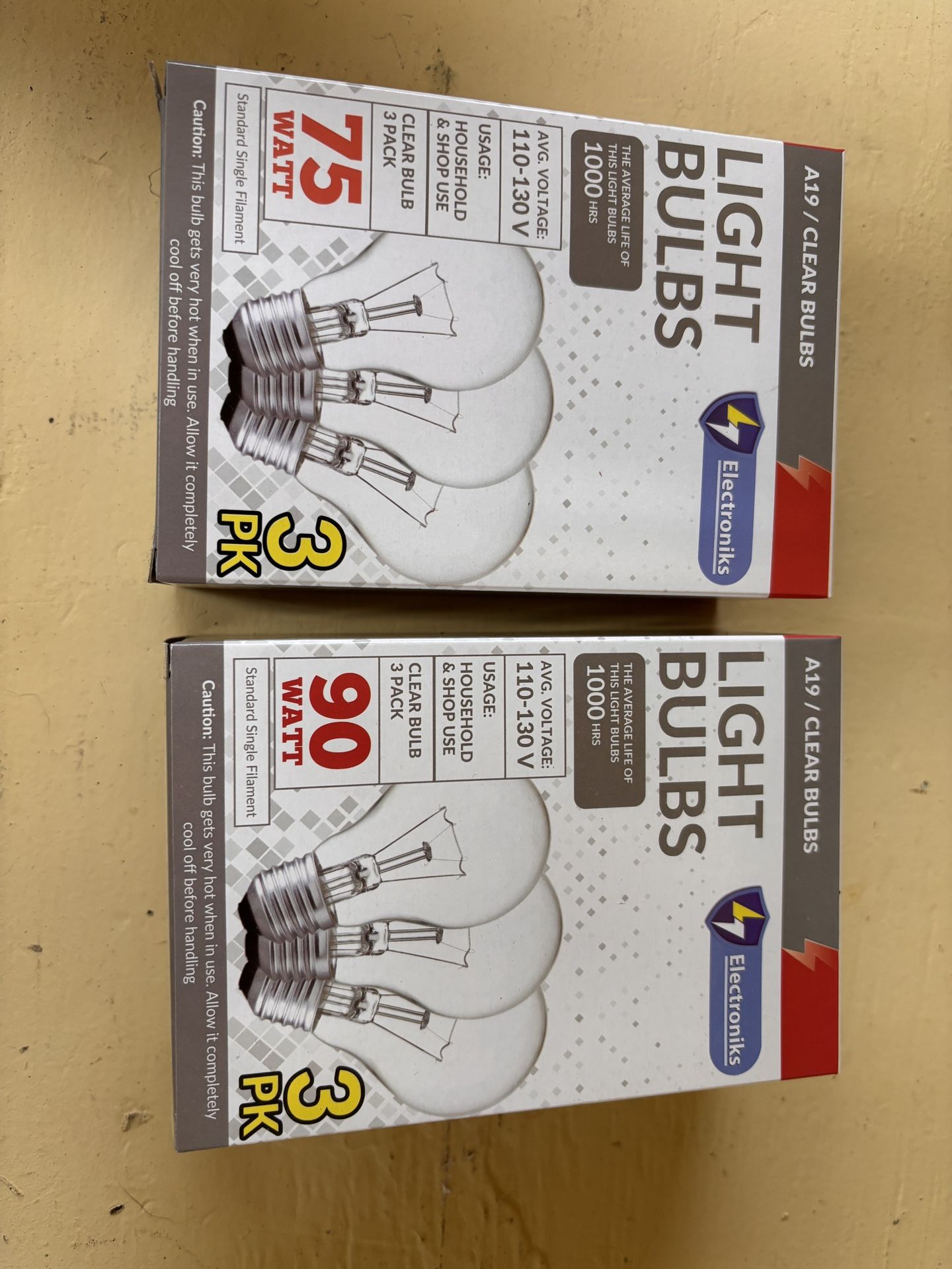 Incandescent Light Bulbs 60w 75w 90w Pack Of 3
