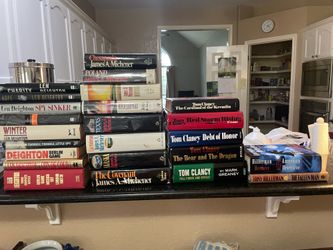 Tom Clancy, James A. Michener, Len Deighton, Robert Ludlum, Tony Hillerman=24 hardback books