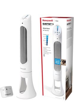 Honeywell QuietSet Whole Room Oscillating Tower Fan with Remote, White, HYF260