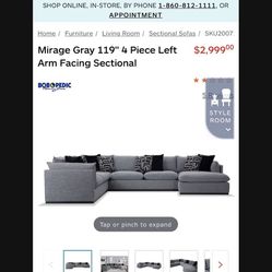 Mirage Gray 119" 4 Piece Sectional