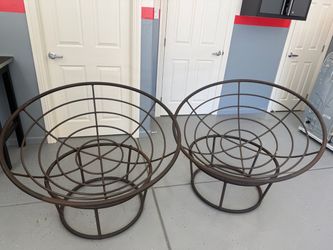 Pair Large Metal  Pier 1 Import Papasan  Chairs