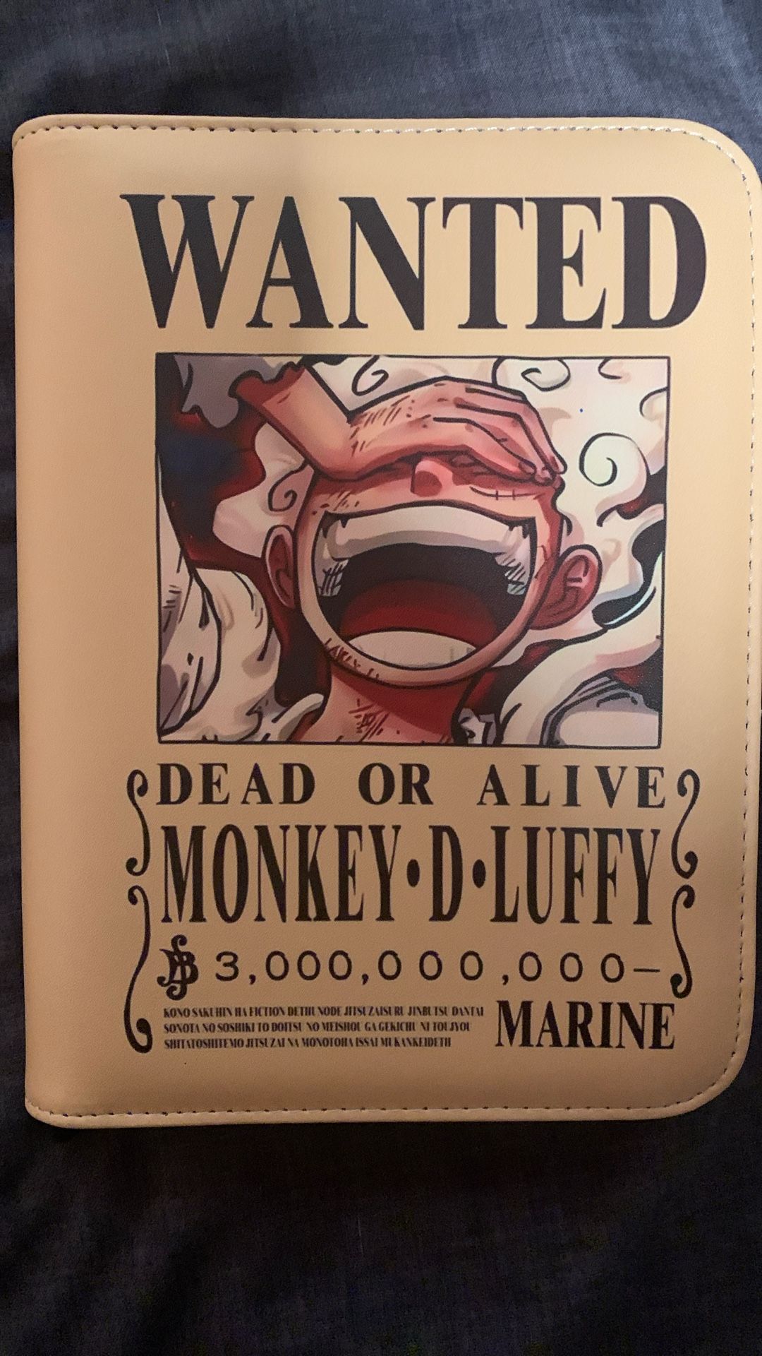 One Piece Leather Binder Luffy Fifth Gear Wanted Poster Binder