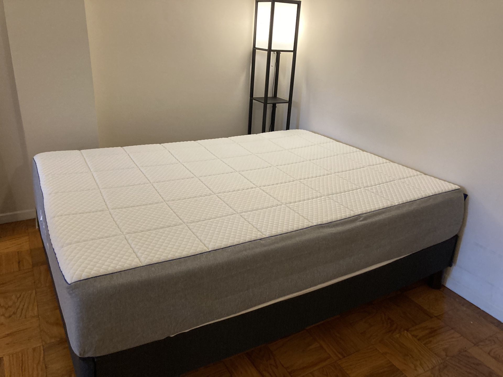 Nectar queen bed, protector and base/frame less than 6 months old