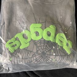 grey and green sp5der hoodie