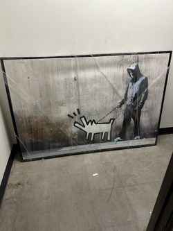 Banksy/Haring Walking Dog Printed Canvas 