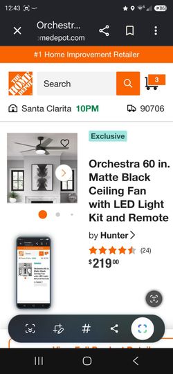 Hunter Orchestra 60 in. Matte Black Ceiling Fan