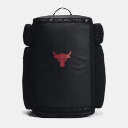Unisex Under Armour Project Rock Duffle Backpack Bag New Black Red  UA Gym