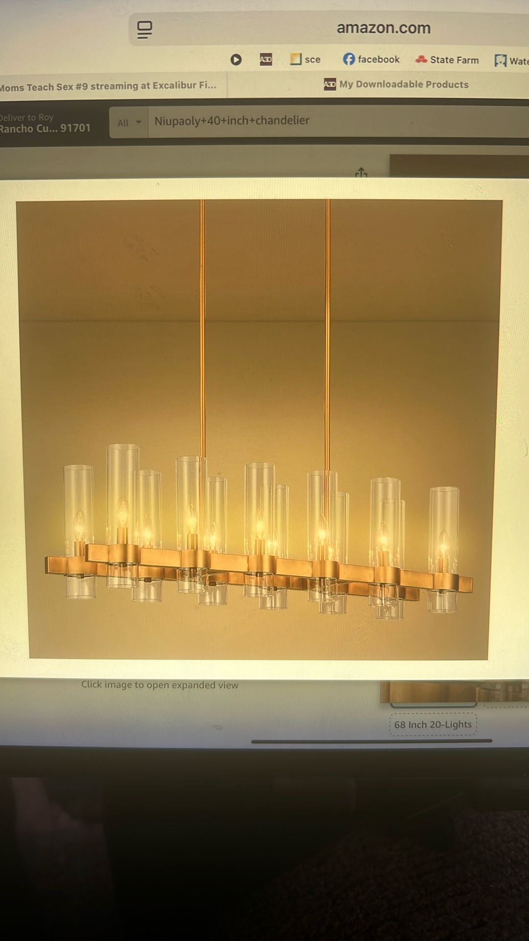 NEW Gold Linear 40” 12 Lights Modern Kitchen Island