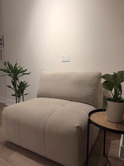 Costco Armless Accent Chair in Beige Fabric