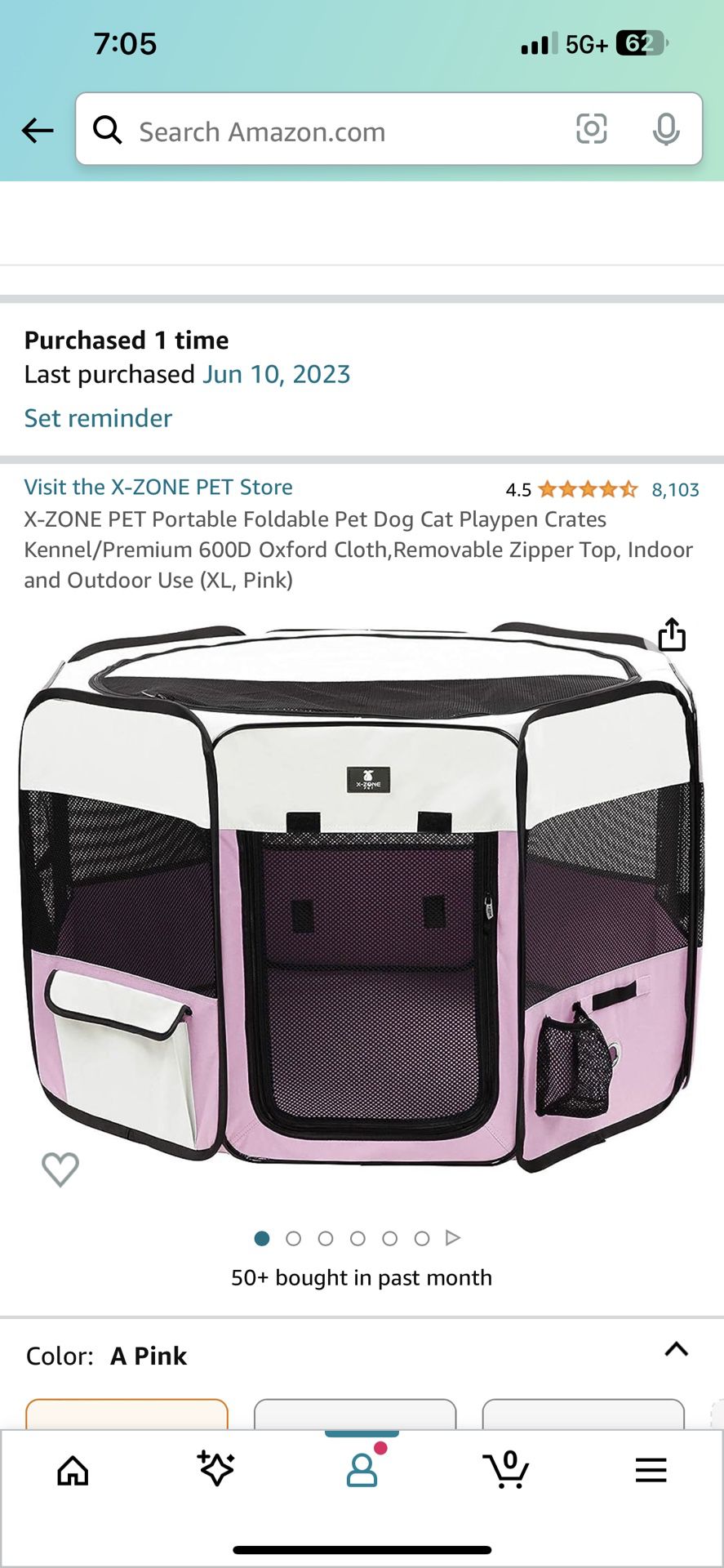 XL Pink Portable Foldable Pet Dog Cat Playpen Crates 