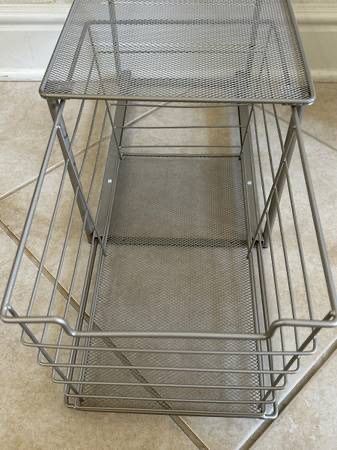 New Bathroom Organizer Metal Drawer Silver Counter Storage 15"x10"x9”