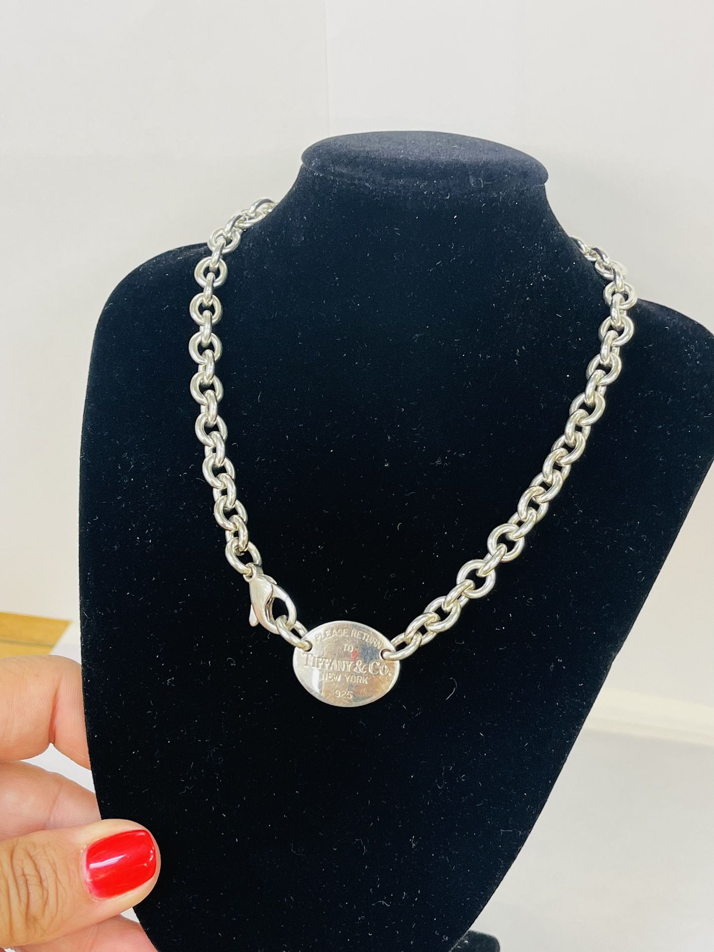 AUTHENTIC! Return to Tiffany Oval Tag Necklace Choker 925 - Main Image