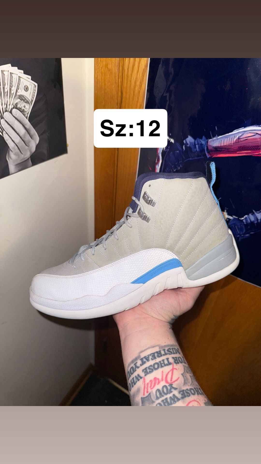 Jordan Retro 12 Grey University Blue 