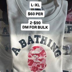 Pink Camo Bape Big Head Crew Neck