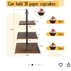 Cupcake Stands 3 Tier Cake Wooden Display