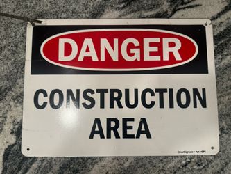 Danger Construction Area Sign 14”x10” – Used Safety Caution Sign