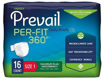 Prevail Per-Fit 360° Unisex Daily Adult Briefs, Refastenable Tabs, Maximum Plus Absorbency
5 Ll