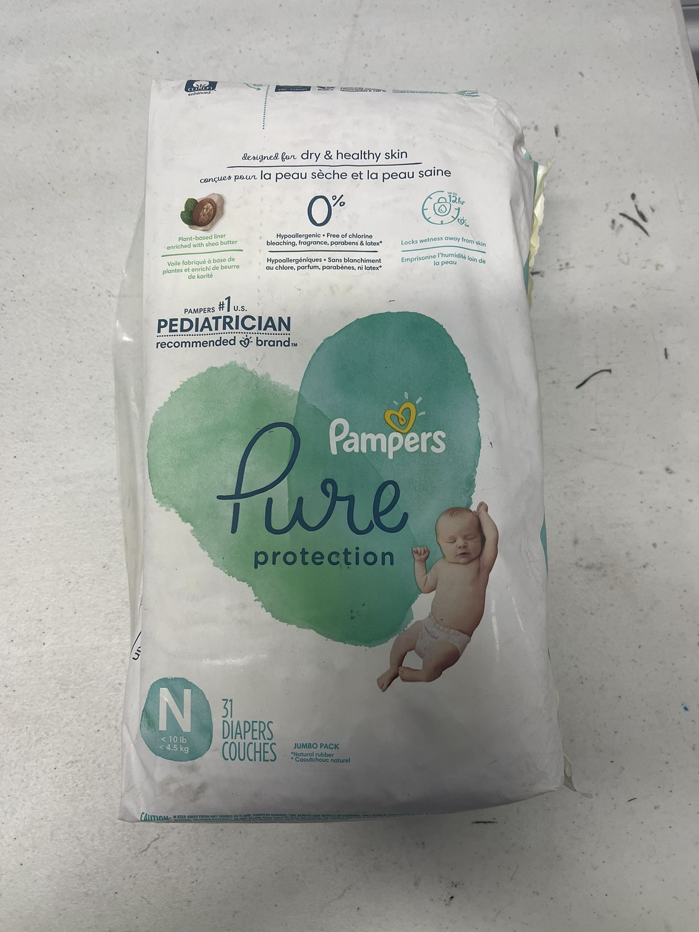 pampers  baby pure protection  31 count jumbo pack  newborn <10 pounds  new sealed