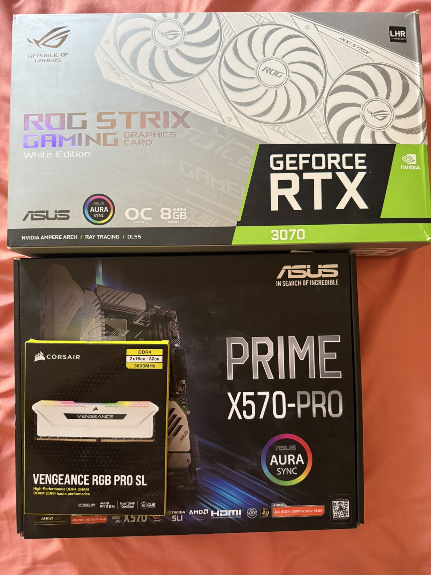 Computer Parts Geforce RTX 3070 Asus Prime X570-Pro Corsair Vengance RGB Pro SL RAM