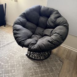 40” Swivel Chair With Charcoal Grey Cushion